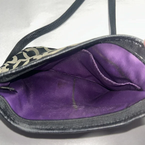 Coach Madison Crossbody Op Art Black & Gold Purse - Flawed - Picture 8 of 9